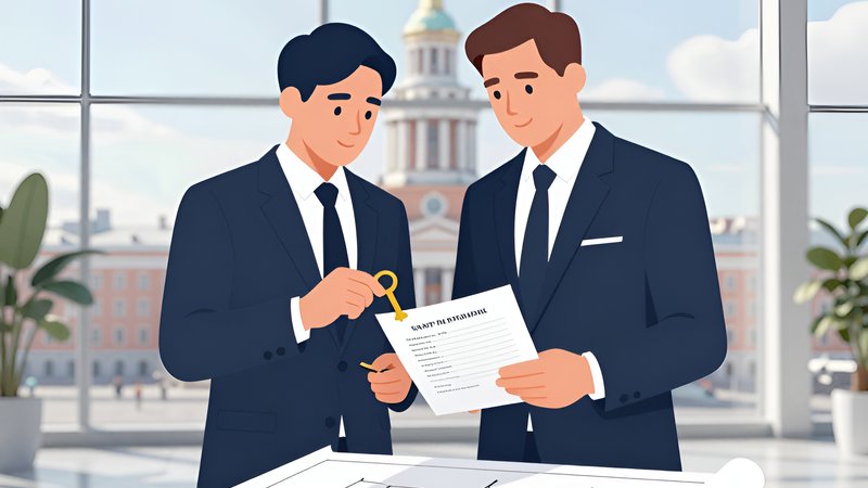 Предприниматель и адвокат изучают документы, помогая выбрать корпоративного юриста в СПб в 2026 году